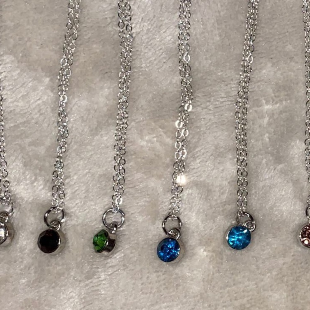 blue gem charm necklace
